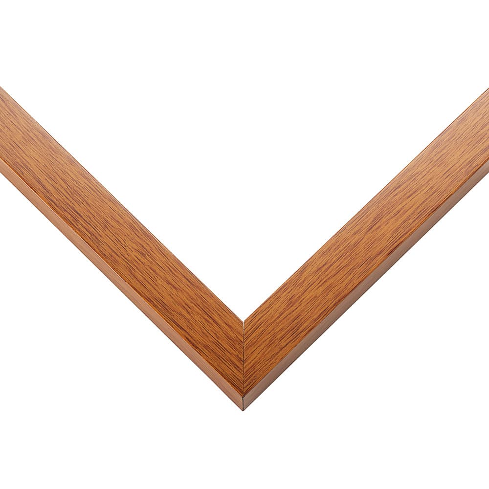 Honey Oak Standard Depth corner detail showing precision mitered joint with warm honey brown oak wood grain finish and 0.75 inch moulding width perfect for traditional natural wood shadowbox displays
