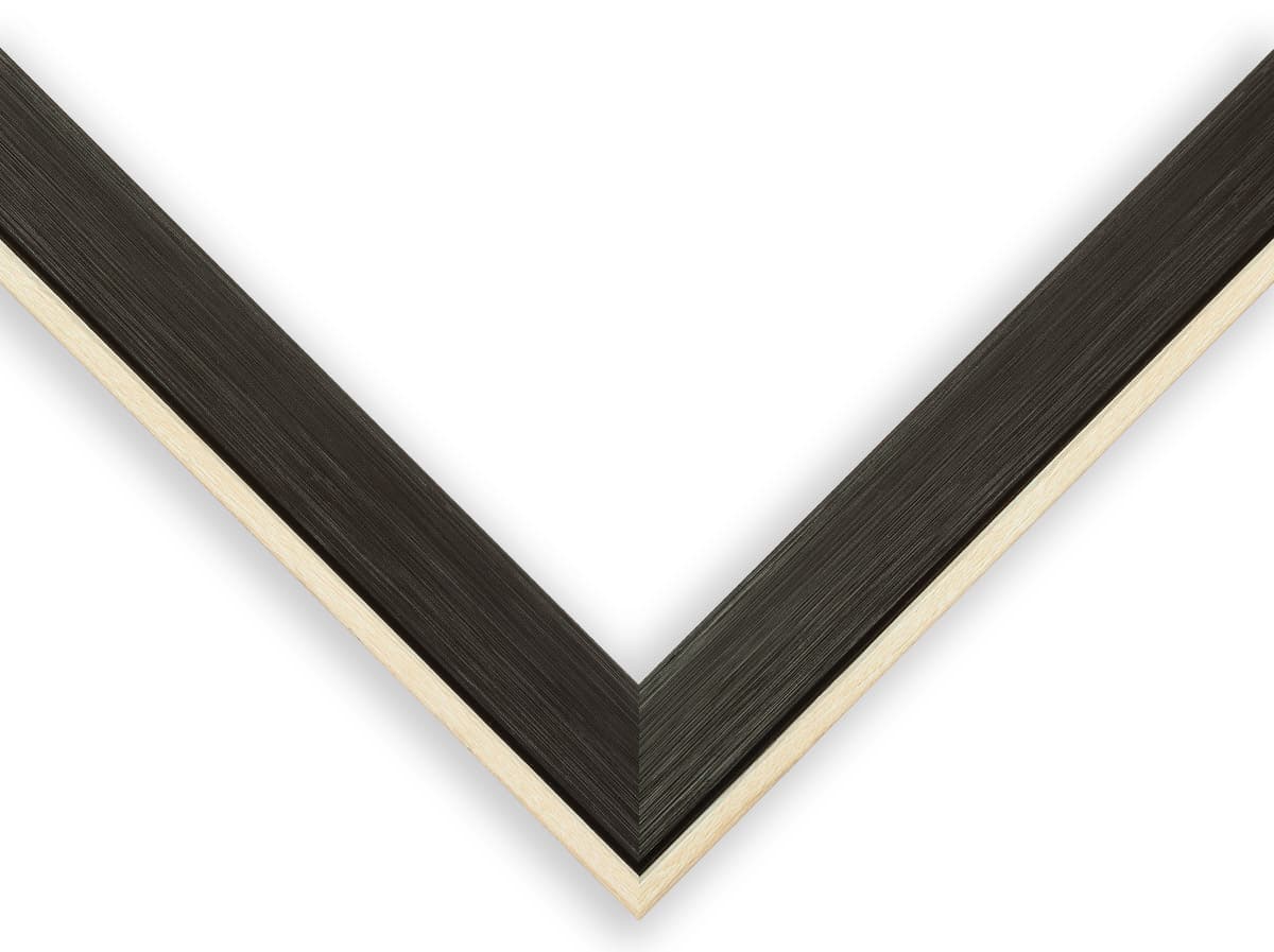 Modern Black Standard Shadowbox corner detail showing precision mitered joint with black textured finish 1 inch moulding width and 1 inch usable depth perfect for art shadowbox displays