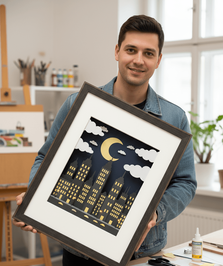 Modern Brown Standard Depth lifestyle image showing shadowbox display