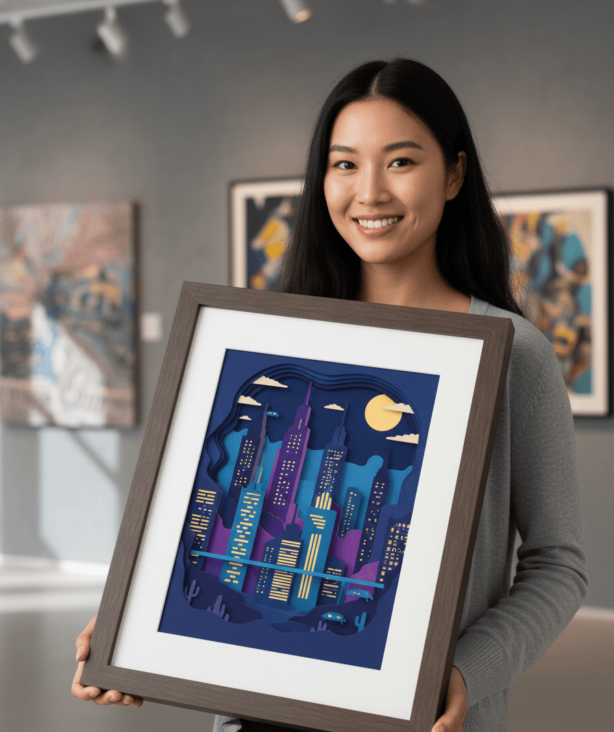 Modern Brown Standard Depth lifestyle image showing shadowbox display