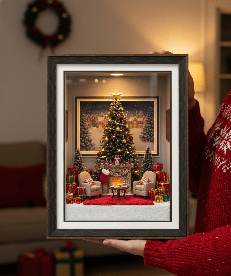 Modern Brown Standard Depth lifestyle image showing shadowbox display