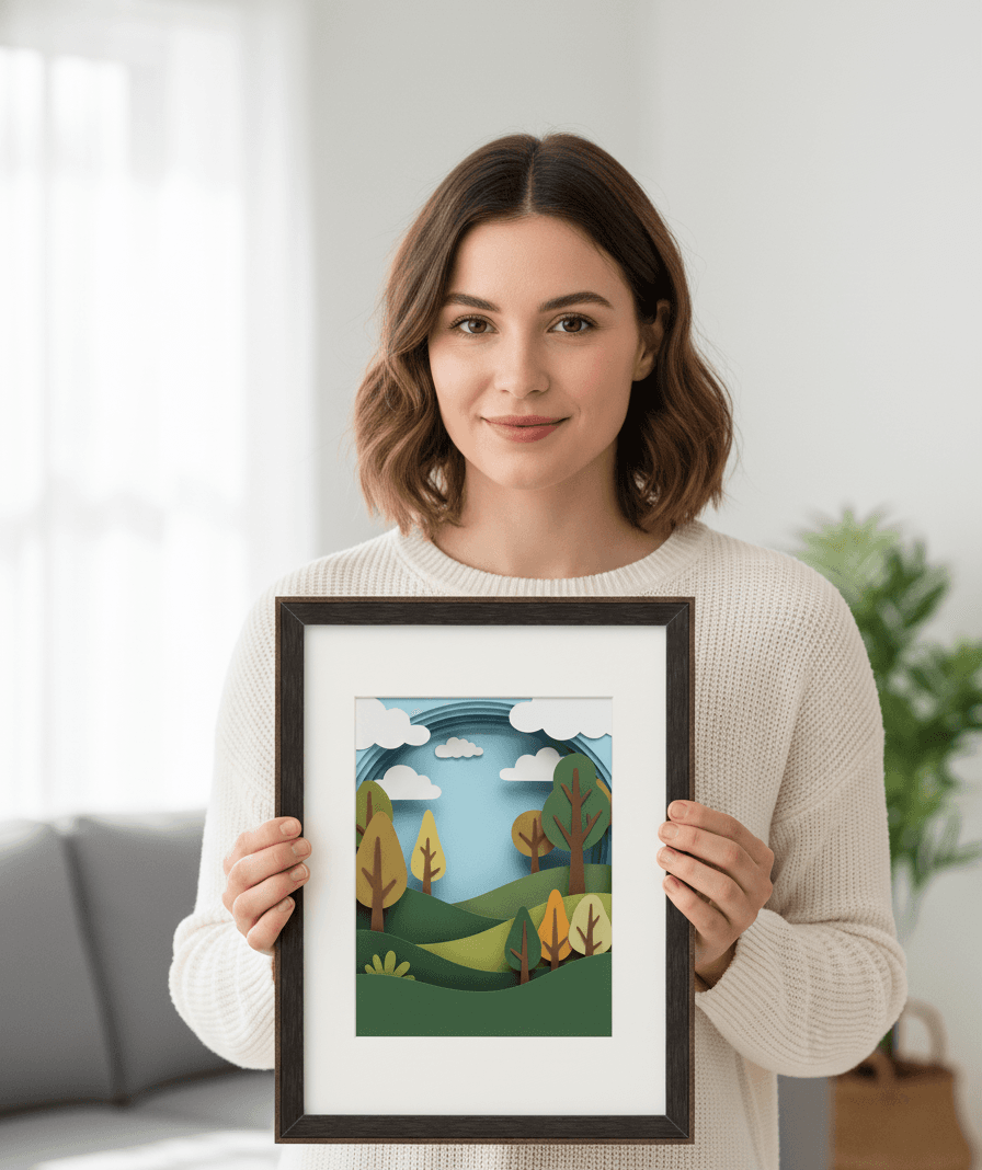 Modern Brown Standard Depth lifestyle image showing shadowbox display