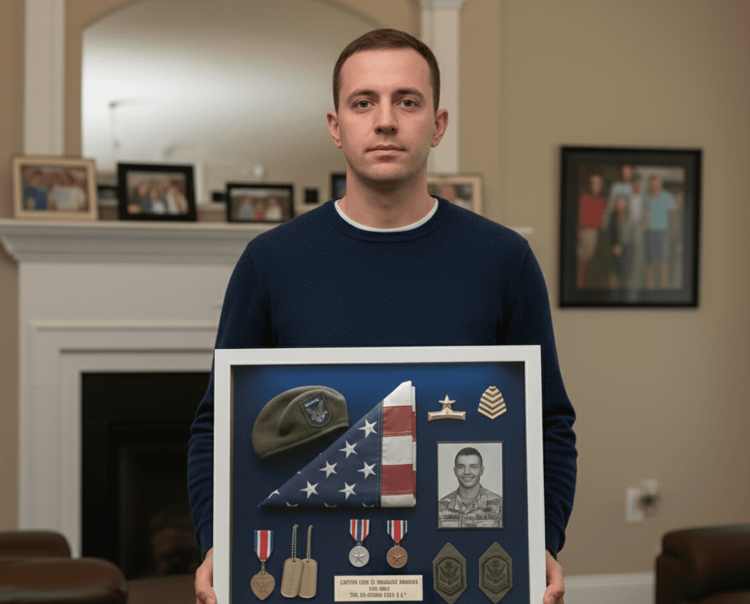 White shadowbox frames for custom memorabilia display